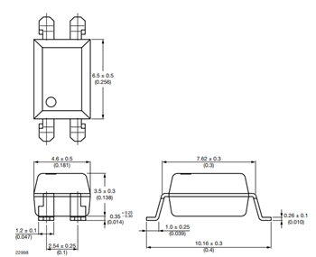 Mechanical Drawing - Vishay VOT8024AM and VOT8121Ax PhotoTRIAC Optocouplers